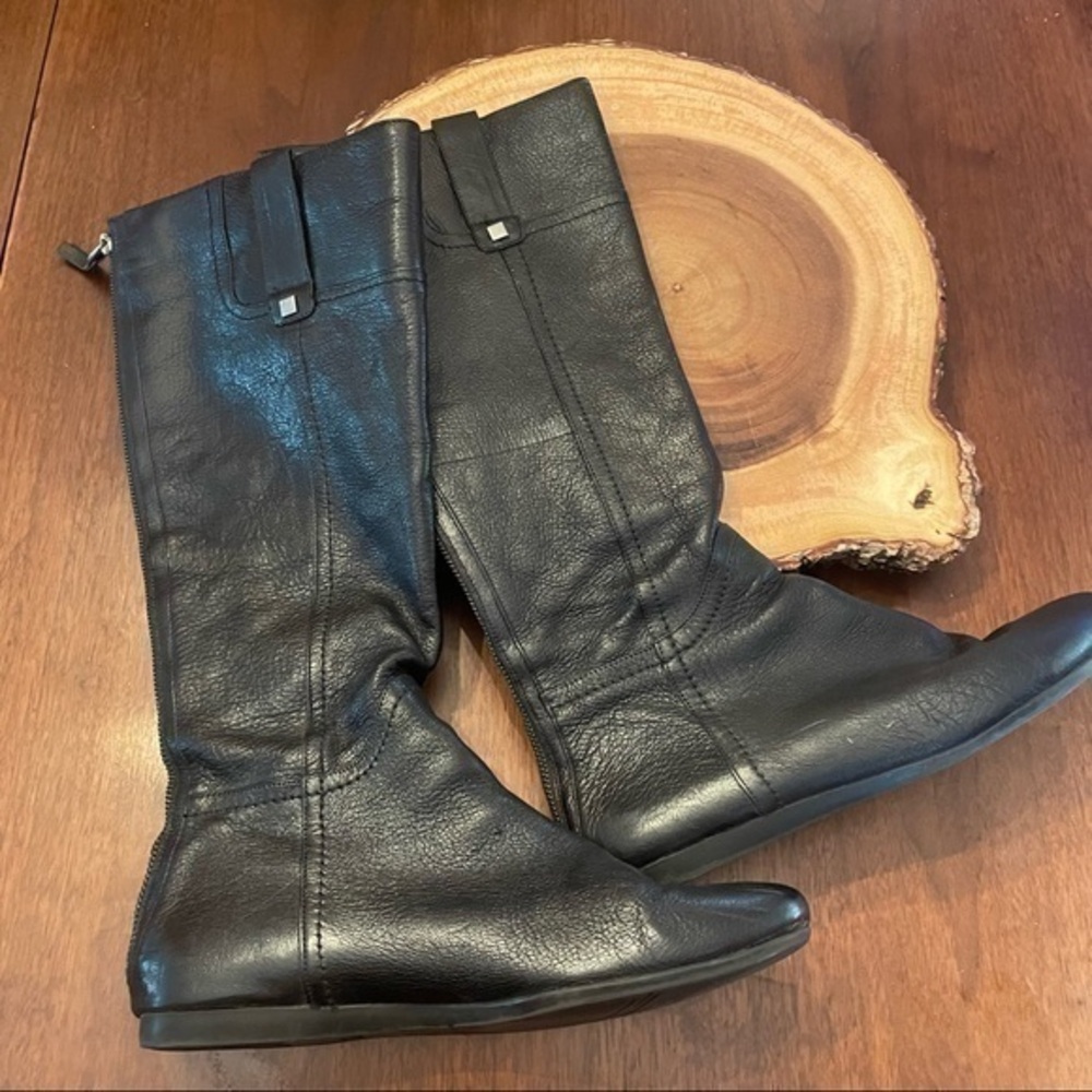 Vintage Nine West Black Genuine Leather Riding Boots Size 8.5